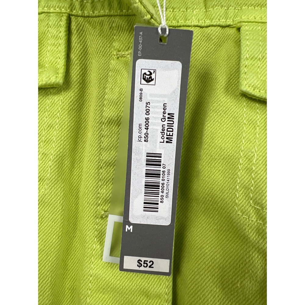 JCP Denim Trucker Jacket VTG Womens Medium Loden Lime Green New Cotton Cropped - Picture 9 of 10